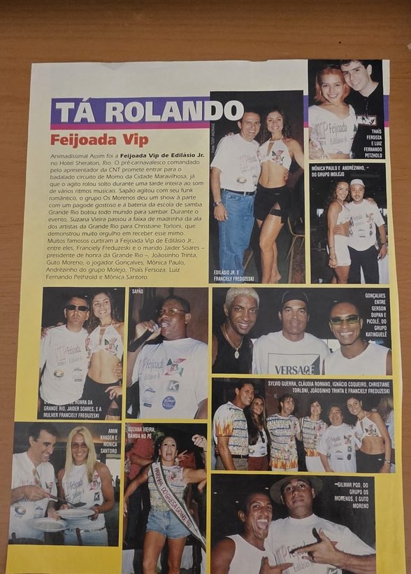 Página da seção Tá Rolando sobre a Feijoada Vip de 2001 no Hotel Sheraton