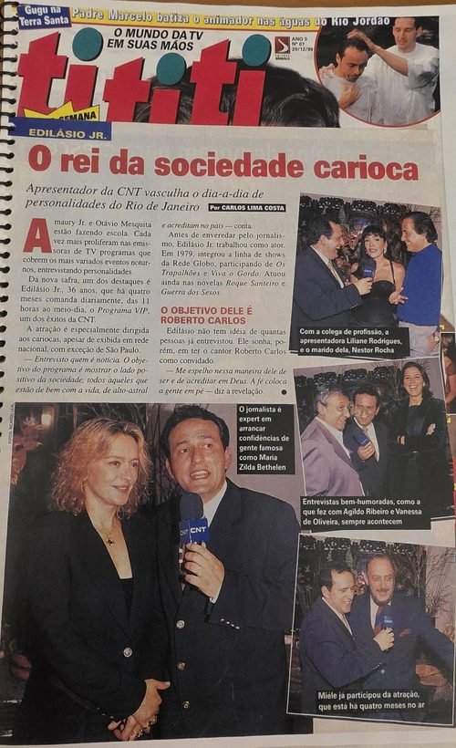 Página da revista Tititi de 20 de dezembro de 1999, intitulada O rei da sociedade carioca